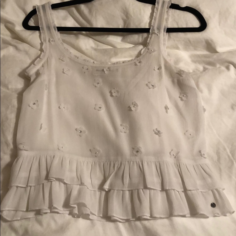 ❤️Abercrombie White Sheer Flower Tank Top❤️